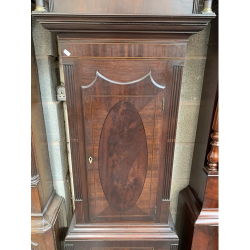 27 - An early 19th century Henry Blakeborough of Burnley inlaid mahogany cased grandfather clock with wei... 