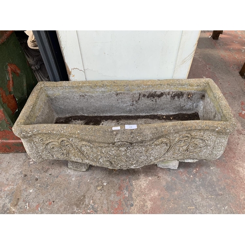 278 - A cast stone garden planter - approx. 29cm high x 75cm wide x 32cm deep