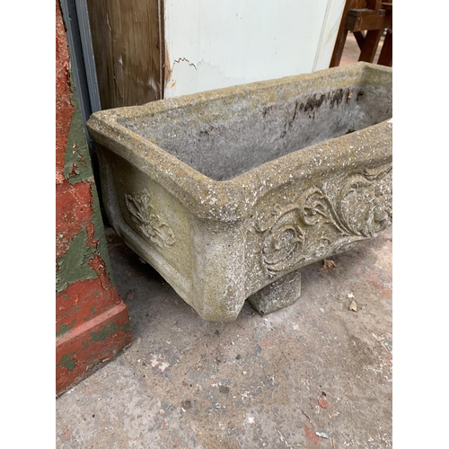 278 - A cast stone garden planter - approx. 29cm high x 75cm wide x 32cm deep