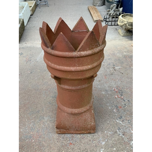 281 - A terracotta crown top chimney pot - approx. 73cm high x 30cm diameter