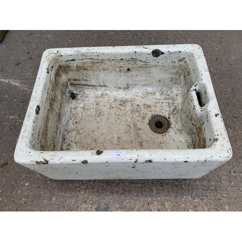 291 - An antique white glazed Belfast sink - approx. 34cm high x 45cm wide x 62cm long