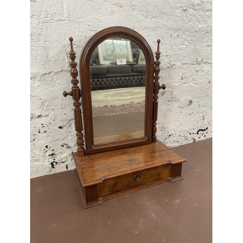 299 - A late 19th century walnut swing dressing table mirror with lower drawer - approx. 61cm high x 42cm ... 