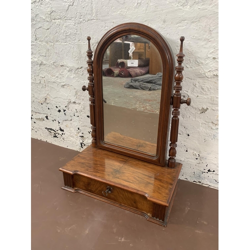 299 - A late 19th century walnut swing dressing table mirror with lower drawer - approx. 61cm high x 42cm ... 