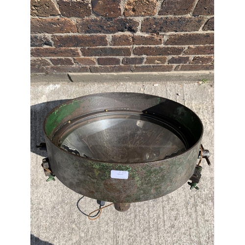 29A - A WWII era green painted steel adjustable and swivel military searchlight - approx. 71cm high x 49cm... 