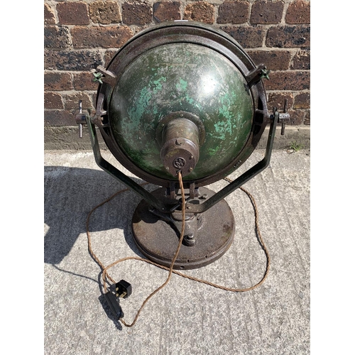 29A - A WWII era green painted steel adjustable and swivel military searchlight - approx. 71cm high x 49cm... 