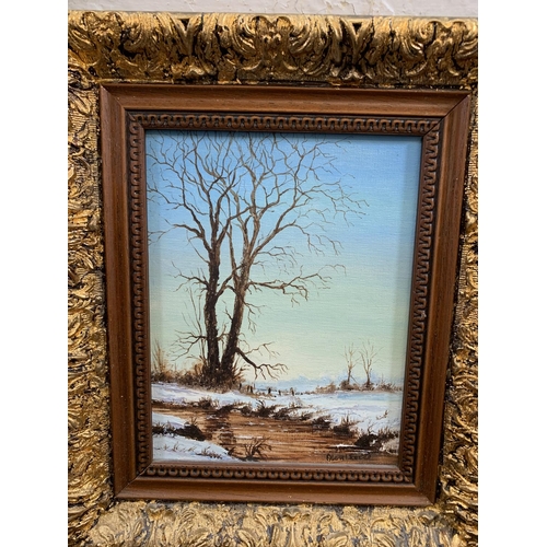 315 - Five mid 20th century framed landscape oil paintings - largest approx. 36cm high x 40cm wide