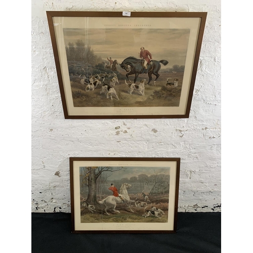 316 - Two 19th century framed W. H. Hopkins hunting scene prints, one titled 'A Check' and one titled 'A V... 