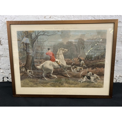 316 - Two 19th century framed W. H. Hopkins hunting scene prints, one titled 'A Check' and one titled 'A V... 