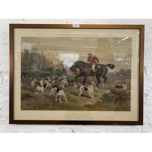 316 - Two 19th century framed W. H. Hopkins hunting scene prints, one titled 'A Check' and one titled 'A V... 