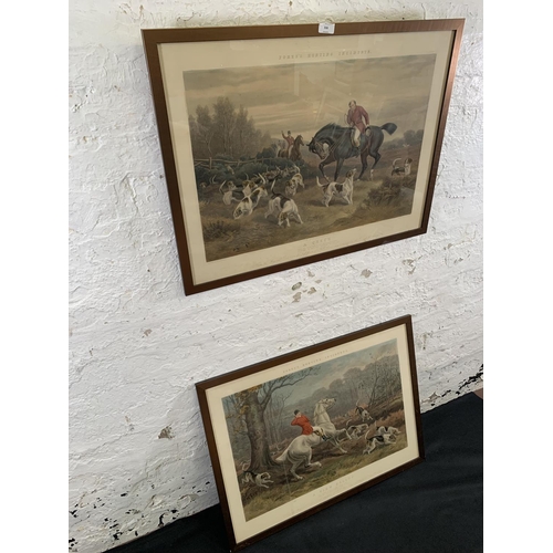 316 - Two 19th century framed W. H. Hopkins hunting scene prints, one titled 'A Check' and one titled 'A V... 