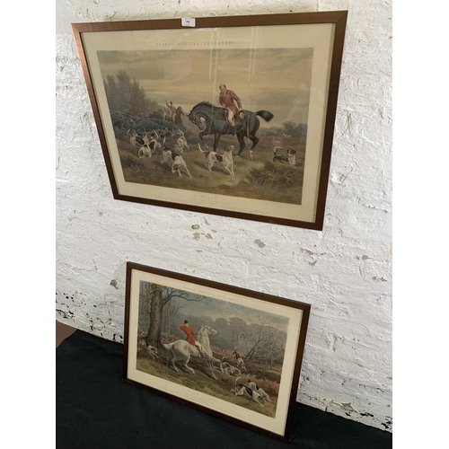 316 - Two 19th century framed W. H. Hopkins hunting scene prints, one titled 'A Check' and one titled 'A V... 