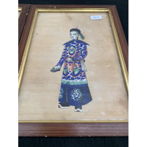 318 - A pair of 19th century Chinese Gouache pith paintings - approx. 27cm high x 20cm wide