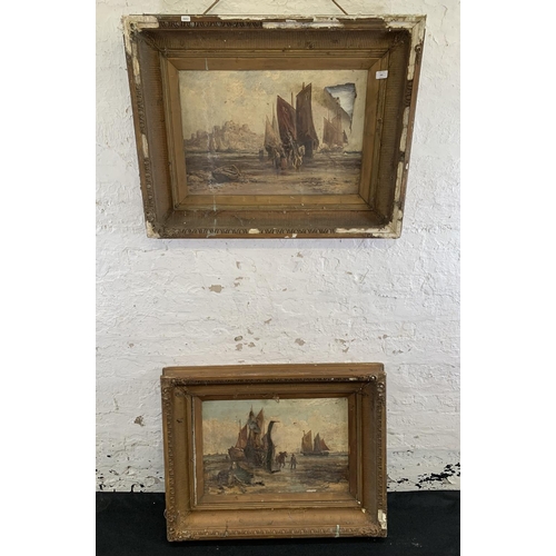 322 - Two William Edward Webb (1862 - 1903) gilt framed 19th century oil on canvas paintings of coastal sc... 