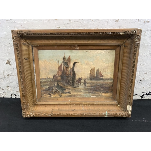 322 - Two William Edward Webb (1862 - 1903) gilt framed 19th century oil on canvas paintings of coastal sc... 