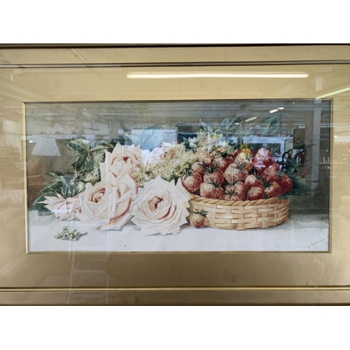 325 - A mid 20th century gilt framed watercolour still life painting - approx. 54cm high x 79cm wide