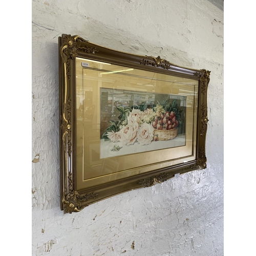 325 - A mid 20th century gilt framed watercolour still life painting - approx. 54cm high x 79cm wide