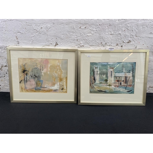 327 - Two framed mid 20th century signed watercolour landscapes, one Joan Hagon and one other - approx. 44... 