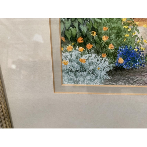 346 - Two framed Valerie Wright watercolour paintings of garden scenes signed lower left and dated 1987 - ... 