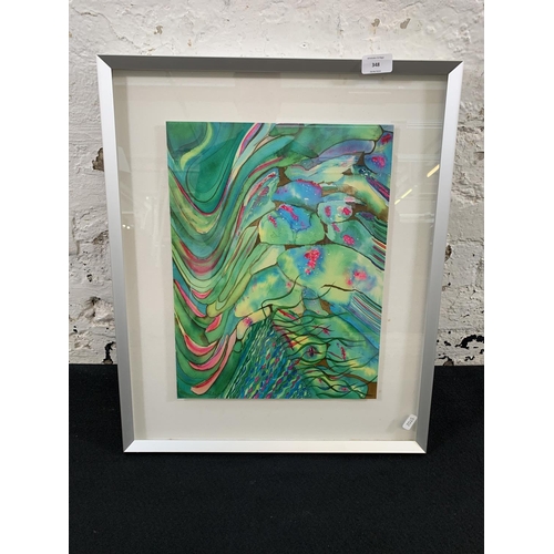 348 - A modern framed ink abstract painting signed Zita lower left - approx. 56cm high x 46cm wide