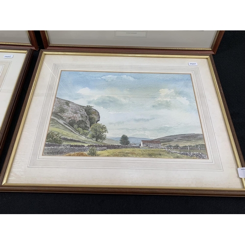 358 - Four framed pictures, two watercolour landscapes signed G. Waters and two landscape prints - largest... 