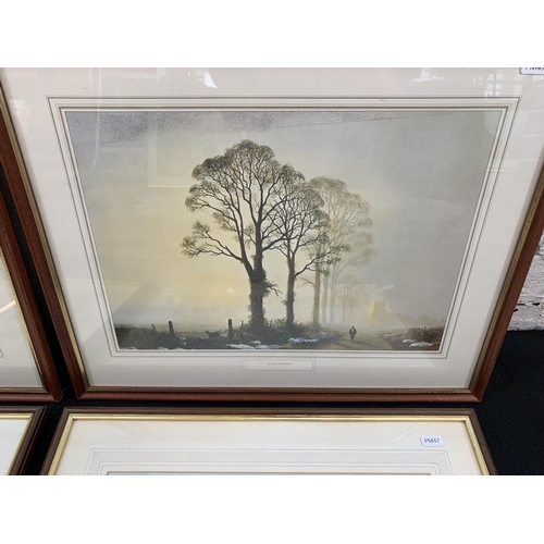 358 - Four framed pictures, two watercolour landscapes signed G. Waters and two landscape prints - largest... 