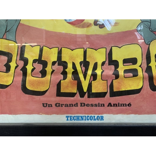 361 - A Large mid 20th century framed French Dumbo cinema advertising poster - approx. 173cm high x 130cm ... 