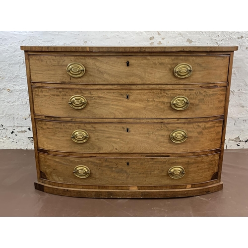 40 - A George III inlaid mahogany bow fronted chest of drawers with fitted interior - approx. 73cm high x... 