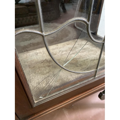 44 - An Art Nouveau inlaid mahogany and lead glass display cabinet - approx. 206cm high x 138cm wide x 43... 