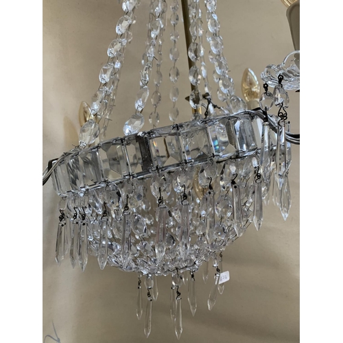 46 - A mid 20th century crystal four branch chandelier with droplets - approx. 65cm high