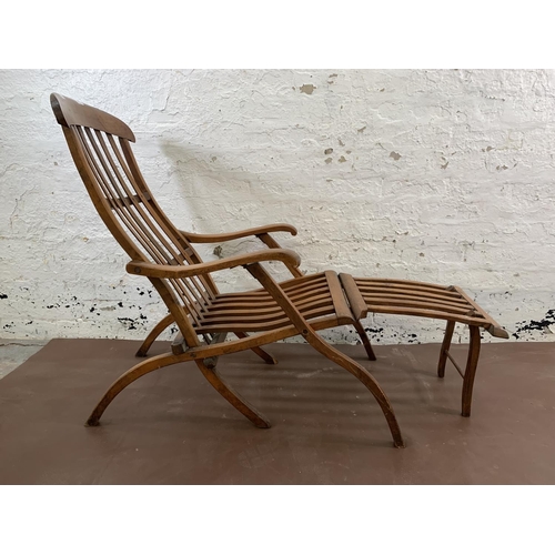 48 - An early 20th century beech folding steamer chair