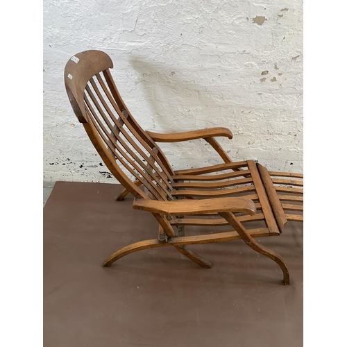 48 - An early 20th century beech folding steamer chair
