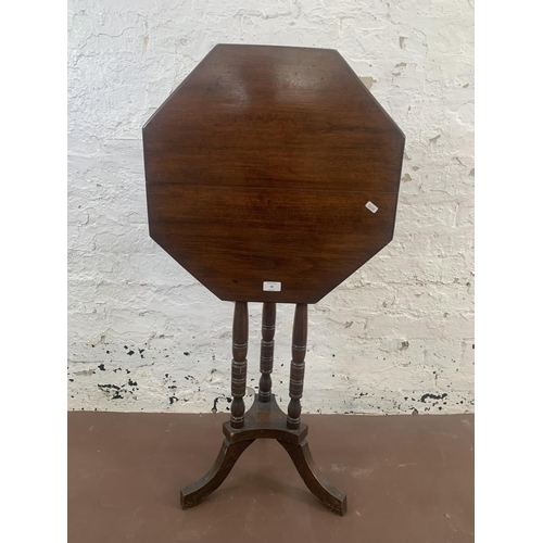 54 - A late 19th/early 20th century mahogany octagonal tilt top tripod side table - approx. 72cm high x 5... 