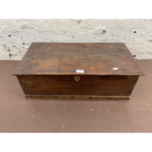 58 - A 19th century stained elm box - approx. 19cm high x 64cm wide x 33cm deep