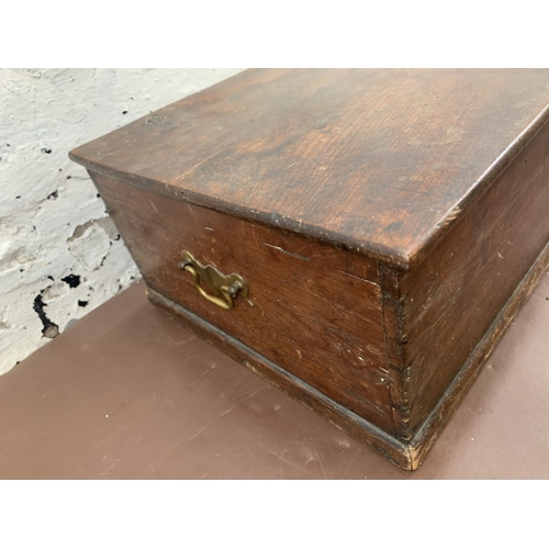 58 - A 19th century stained elm box - approx. 19cm high x 64cm wide x 33cm deep