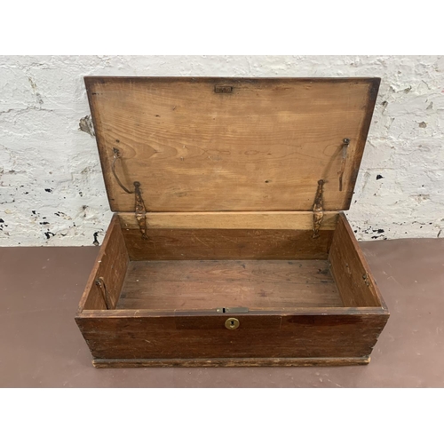 58 - A 19th century stained elm box - approx. 19cm high x 64cm wide x 33cm deep