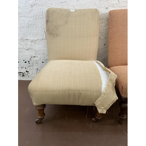 63 - Two Victorian fabric upholstered nursing chairs - largest approx. 68cm high x 48cm wide x 50cm deep