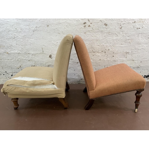 63 - Two Victorian fabric upholstered nursing chairs - largest approx. 68cm high x 48cm wide x 50cm deep