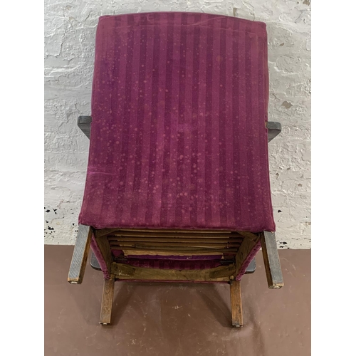 74 - An Art Deco bentwood and purple fabric upholstered armchair - approx. 83cm high x 62cm wide x 65cm d... 