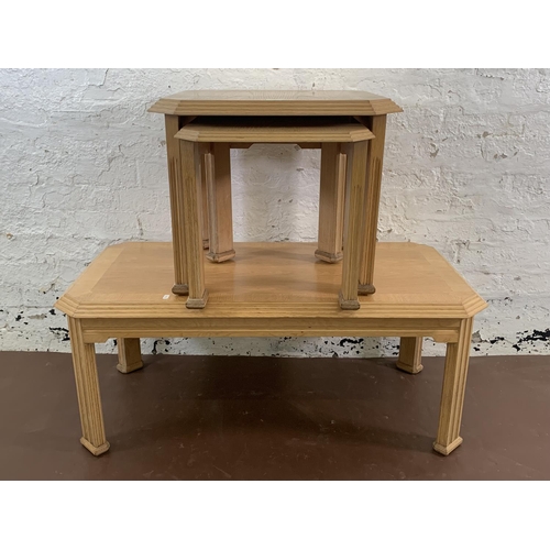 76 - Three Arighi Bianchi limed oak occasional tables - largest approx. 45cm high x 57cm wide x 108cm lon... 