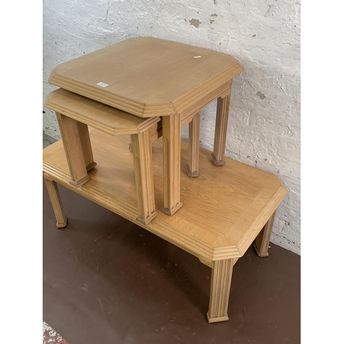 76 - Three Arighi Bianchi limed oak occasional tables - largest approx. 45cm high x 57cm wide x 108cm lon... 