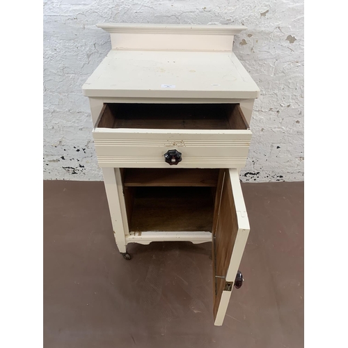 83 - A late 19th/early 20th century white painted satinwood bedside cabinet - approx. 84cm high x 55cm wi... 