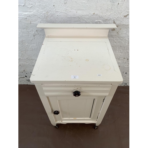 83 - A late 19th/early 20th century white painted satinwood bedside cabinet - approx. 84cm high x 55cm wi... 