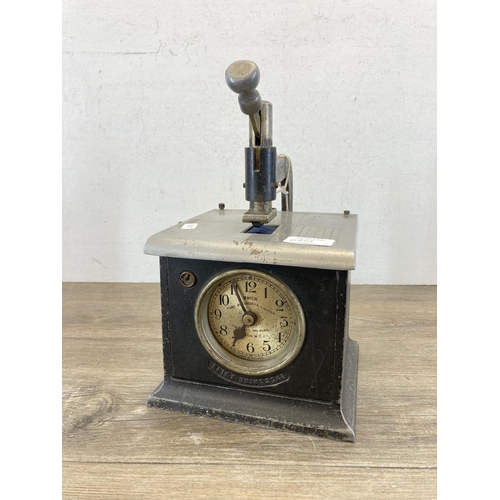 640A - An early/mid 20th century Blick Time Recorders Ltd. clocking in clock - approx. 31cm high x 17cm wid... 