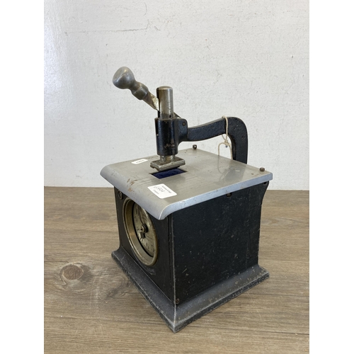 640A - An early/mid 20th century Blick Time Recorders Ltd. clocking in clock - approx. 31cm high x 17cm wid... 