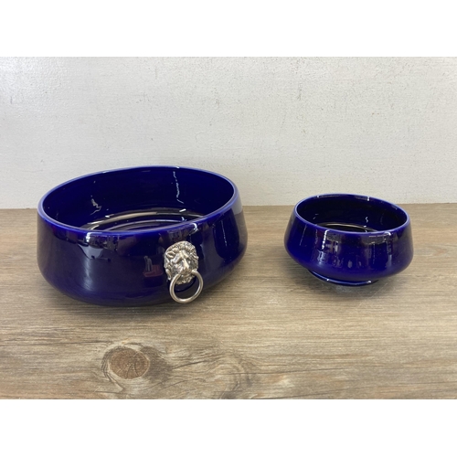 503 - Seven pieces of Wade pottery to include large cobalt blue bowl - approx. 9cm high x 21cm diameter, W... 