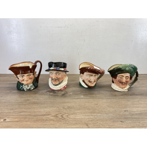 504 - Four Royal Doulton character jugs, one Old Charley, one Beefeater, one Sir Francis Drake and one Cav... 