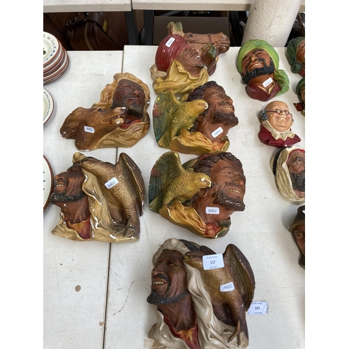 517 - Approx. eighty vintage Bossons chalkware head wall masks to include Chef, Spanish Lady, Snake charme... 