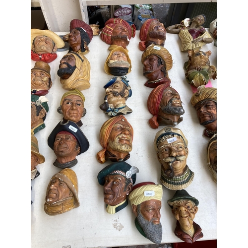 517 - Approx. eighty vintage Bossons chalkware head wall masks to include Chef, Spanish Lady, Snake charme... 