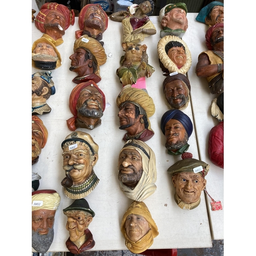 517 - Approx. eighty vintage Bossons chalkware head wall masks to include Chef, Spanish Lady, Snake charme... 