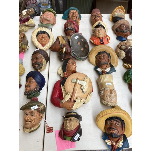 517 - Approx. eighty vintage Bossons chalkware head wall masks to include Chef, Spanish Lady, Snake charme... 